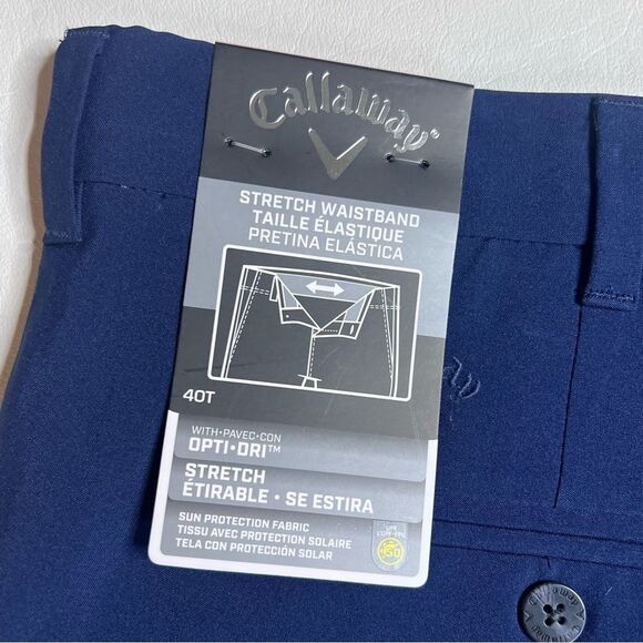 NWT Callaway Navy Stretch Waistband Flat Front Shorts - Picture 5 of 5